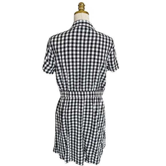 Cece Women's Black & White Gingham Short Sleeve Button Front Shirt Dress Size 12 - Picture 7 of 10
